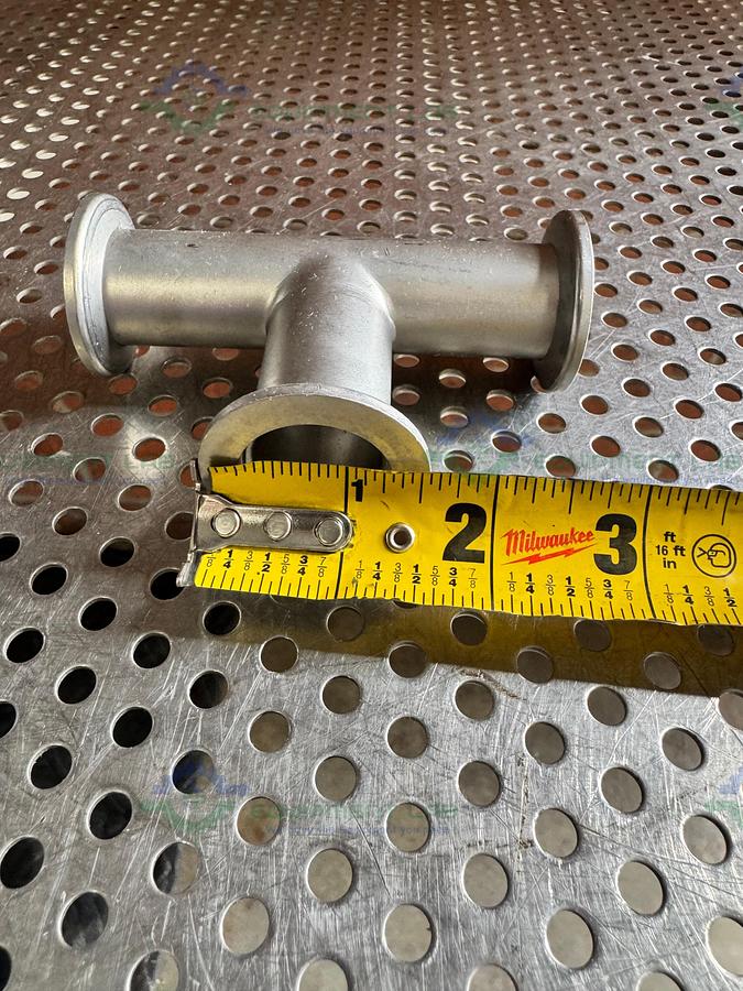 Used Stainless Steel 3 way Tee Nipple Vacuum Fitting w/ KF 25 Fitting