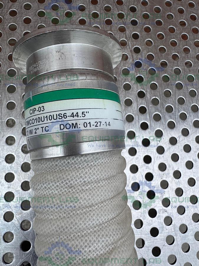 Used Sani Tech STHT-W-CO Flexible Silicone Hose 45" w/ 2" Sanitary Fitting