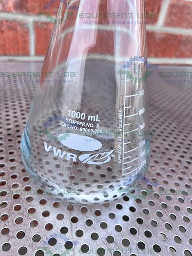Used VWR 89000-386 Glass Filtering Flasks with Capacity Scale 1000 mL