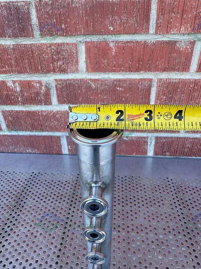 Used Stainless Steel Manifold 1.5" Sanitary Fitting w/ 6 Ports 1/2" Sanitary Fitting