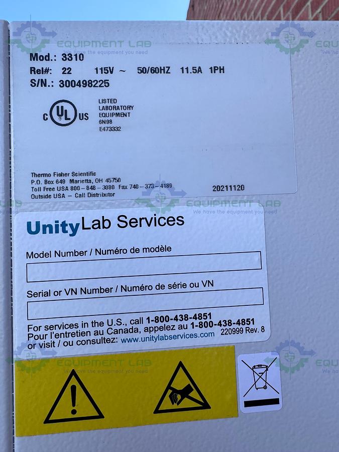 Used Thermo Forma 3310 Steri-Cult Double Stack CO2 Incubator, 11 cu. ft, 50°C MFG 21