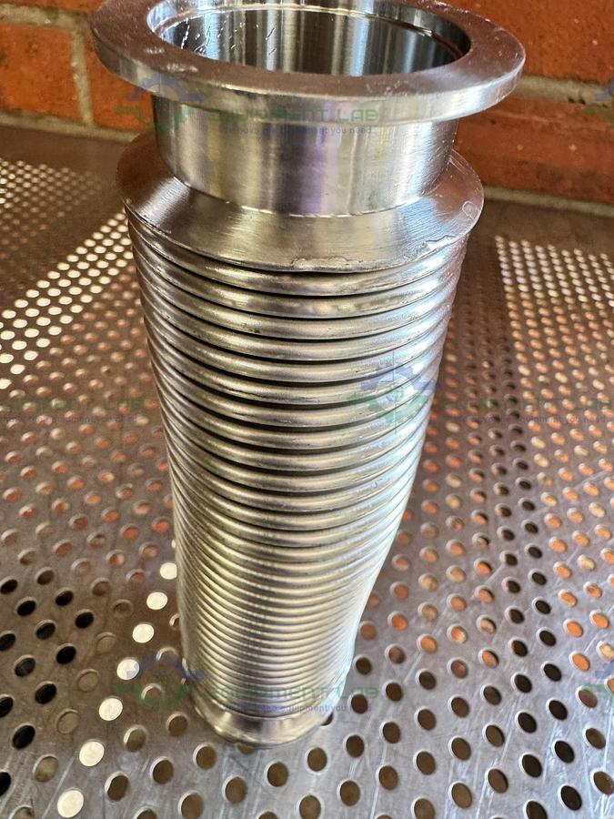 Used Stainless Steel Bellows Flexible Vacuum Hose 8" w/ KF 40 Fitting