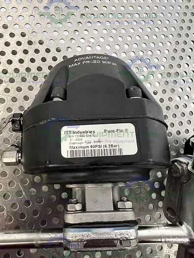 Used 2 ITT Pure-Flo A208 Diaphragm Valves 90PSI w/ 3/4" and 1/2" Sanitary Fittings