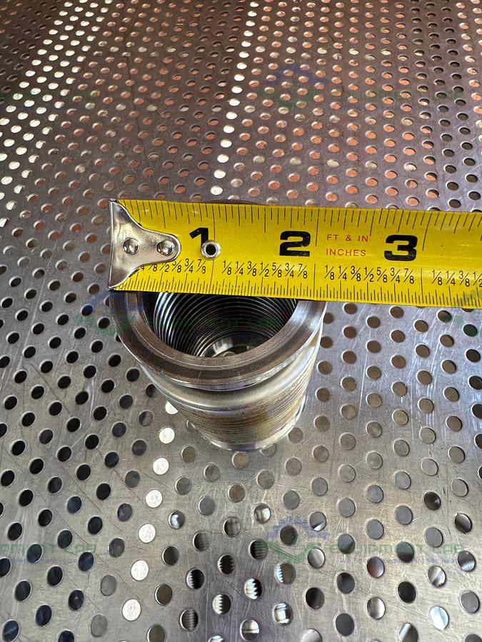 Used Stainless Steel Bellows Flexible Vacuum Hose 4" w/ KF 40 Fitting