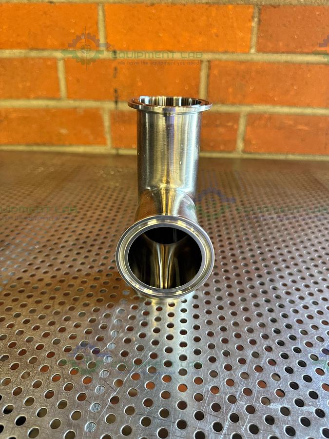 Used 3 Way Stainless Steel Tee w/ 2.5" Sanitary Fittings & 2.5" Center