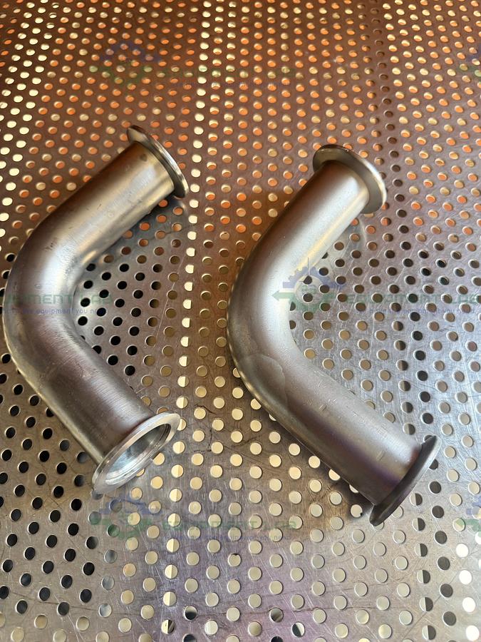 Used Stainless Steel 90 Degree Elbow Nipple Vacuum Fitting w/ KF 40 Fitting