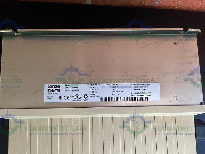 Used Lenze AC Tech ESV152N02YXC Standard Inverter Drive 230V, 2HP