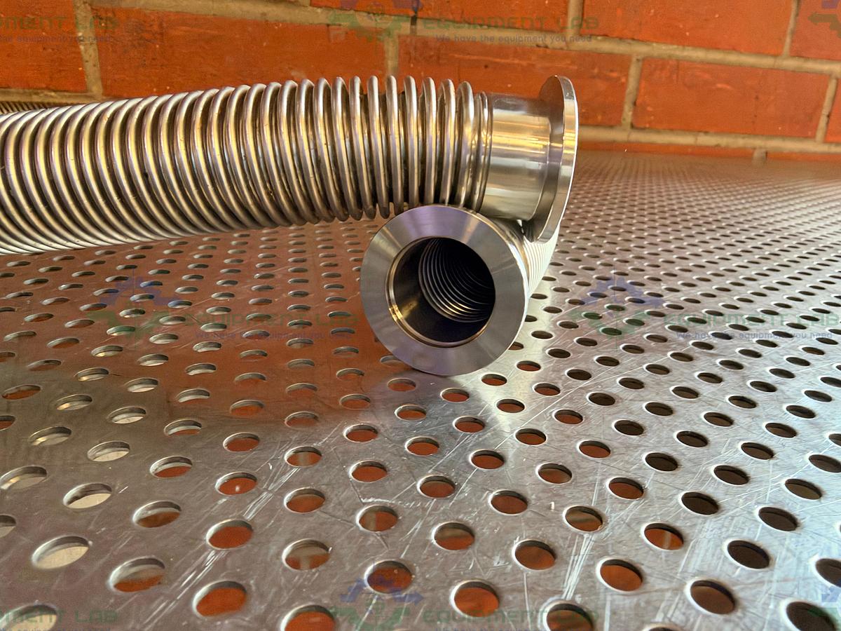 Used Stainless Steel Bellows Flexible Vacuum Hose 48" w/ KF 25 Vacuum Fitting