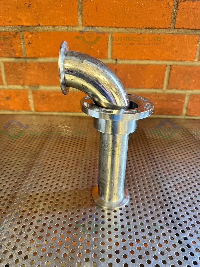 Used Stainless Steel Vacuum Adapter with 4.5" Side Flange and KF50 90 Degree Elbow