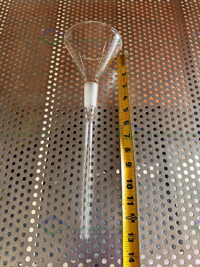 Used Chemglass 100 mm Cone Shaped Funnel w/ 24/40 Joint Fitting