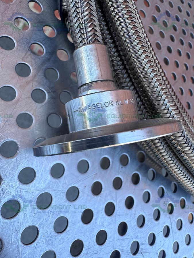 Used Flexible 200" Stainless Steel Braided Hose w/ 1" Sanitary Fitting