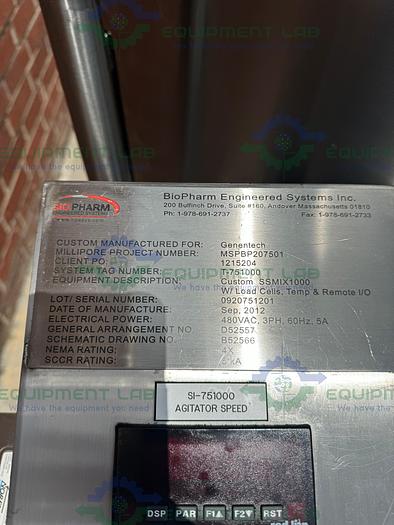 for parts or not working Millipore Stainless Steel Single Use 1000 Liter Reactor w/ Controller