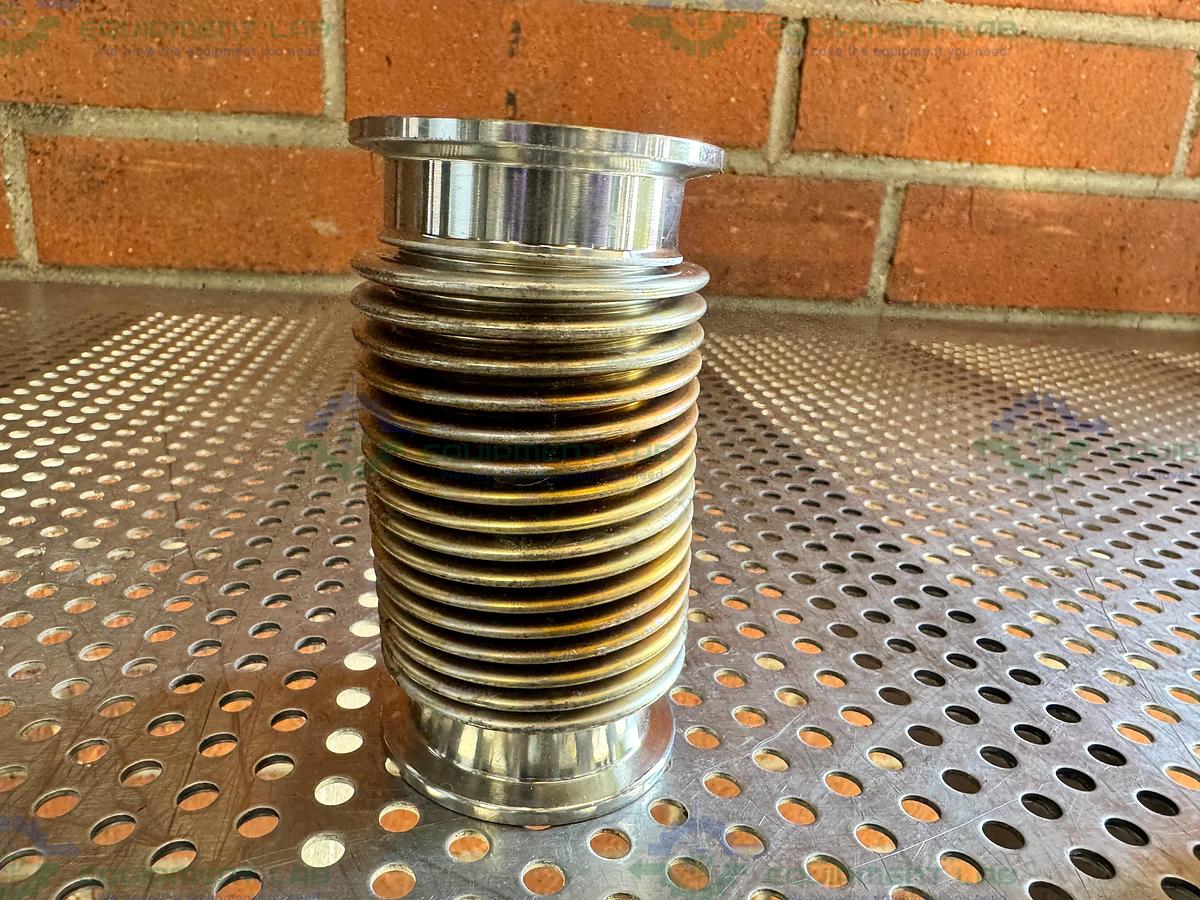 Used Stainless Steel Bellows Flexible Vacuum Hose 4" w/ KF 40 Fitting