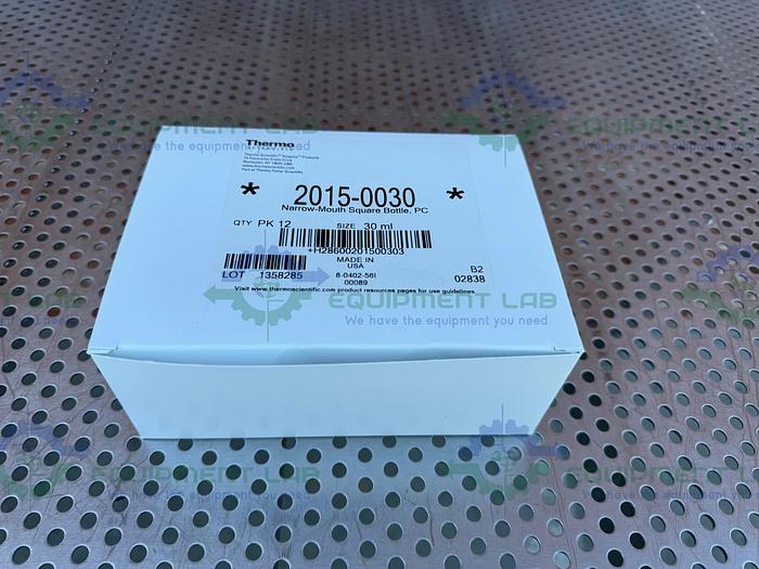 Case of 108 - Thermo  2015-0030 Nalgene Square Polycarbonate Bottles 30 mL