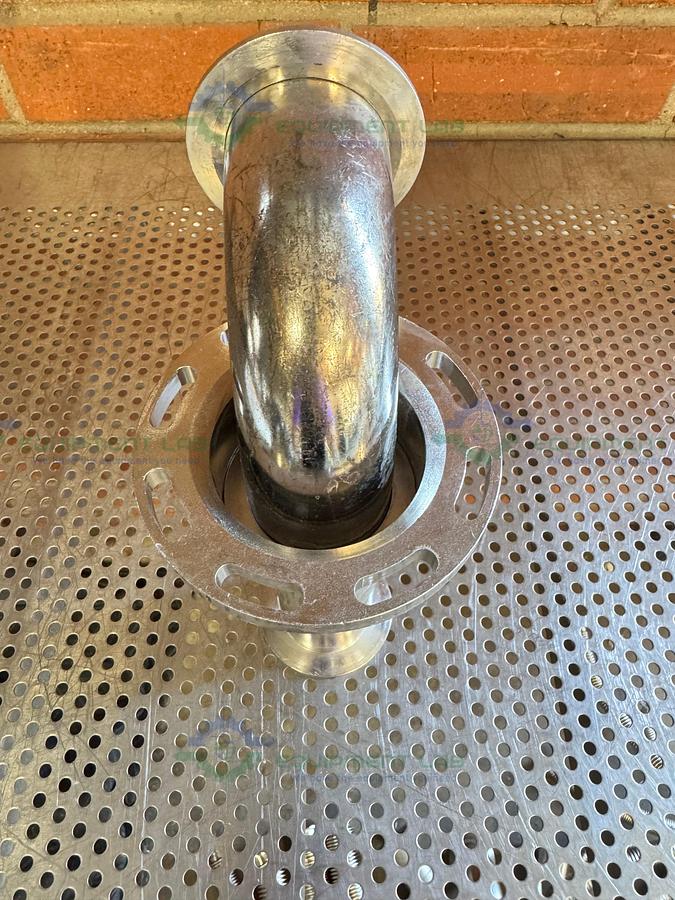 Used Stainless Steel Vacuum Adapter with 4.5" Side Flange and KF50 90 Degree Elbow