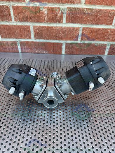Used Lot of 2 - ITT Pure Flo 3 Way Diaphragm Valve w/ 1" Sanitary Fitting