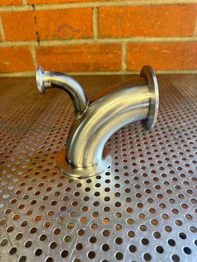 Used Stainless Steel 3 way 90 Degree KF 50 to KF 16/10 Elbow Nipple Vacuum Fitting