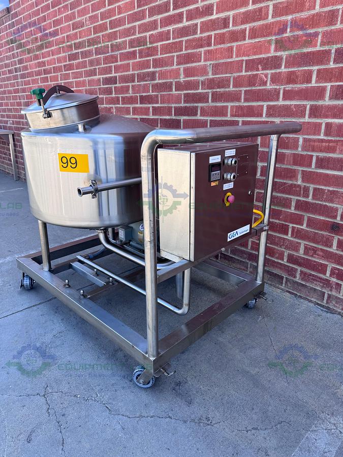 Used GEA 300 Liter Reservoir Tank w/ Fristam FPX742-205 Centrifugal Pump, Controller