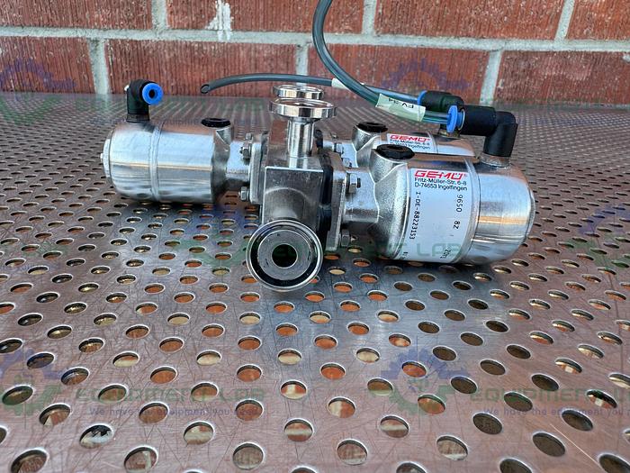 Used Lot of 3 - Gemu 9650 8Z 20T1 4-Way Diaphragm Valve w/ 1/2" Sanitary Fitting