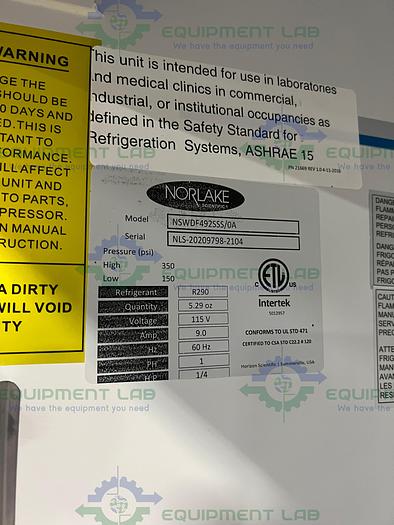 Used Norlake NSWDF492SSS/0A White Dimond Series Auto Defrost Freezer -25C, 49 CU. FT.