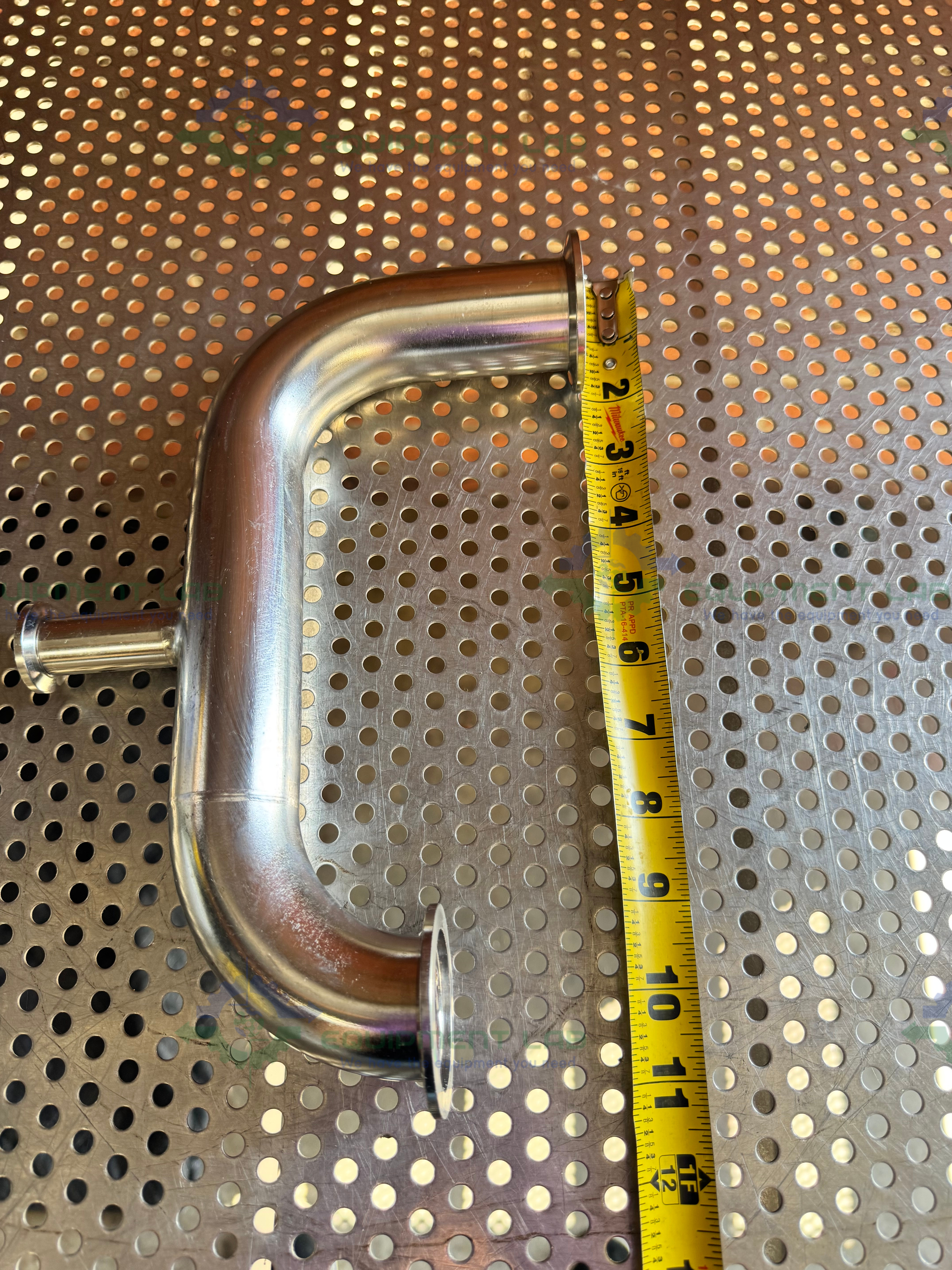 Used Stainless Steel U-Bend 3 Way Process Pipe w/ KF 40 to KF 16/10
