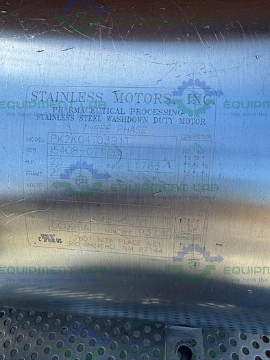 Used Stainless Motors /Fristam PK2K04T03B1T Stainless Steel 20 HP Washdown Duty Motor