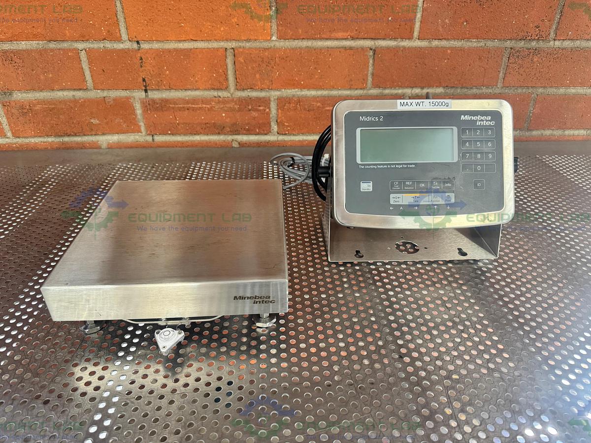 Used Minebea Intec CAPS1U-20CC-LU Stainless Steel Scale 10x10 w/ MIS2UR-V2, 30 LBS CAPS1U-20CC-LU Stainless Steel Scale 10x10 w/ MIS2UR-V2, 30 LBS