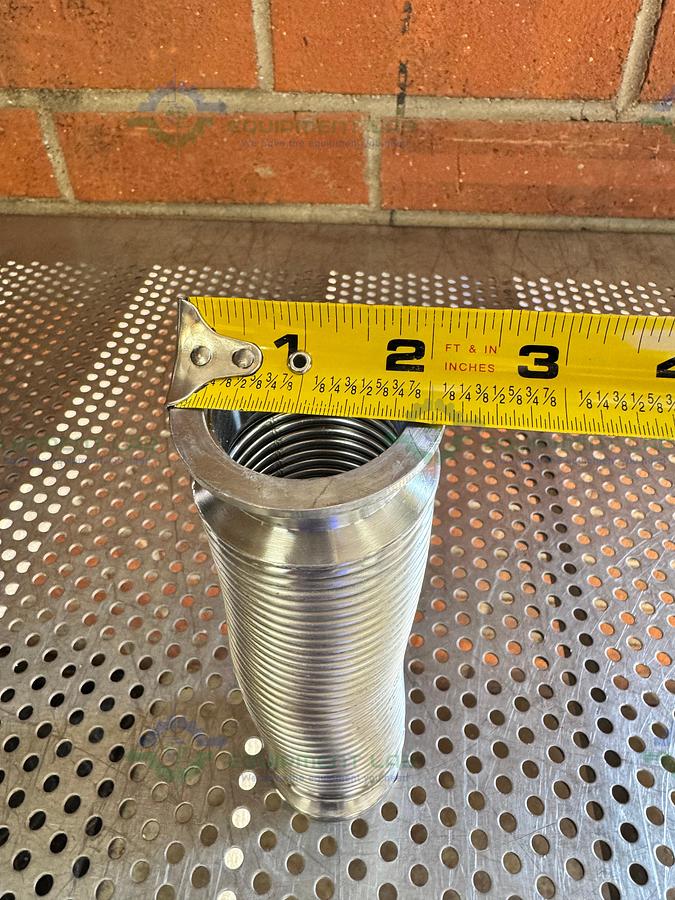 Used Stainless Steel Bellows Flexible Vacuum Hose 8" w/ KF 40 Fitting