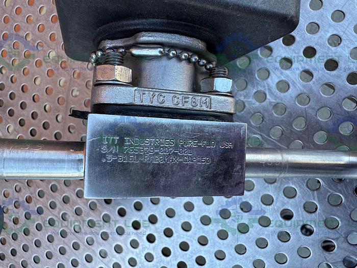 Used 3 ITT Pure Flo .5-316L- RA20MAX 4 Way Diaphragm Valve w/ 1/2" Sanitary Fitting