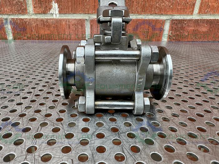 Used Inline  Industries Stainless Steel Ball Valve w/ 1" Sanitary Fitting