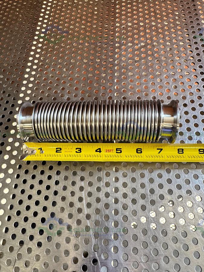 Used Stainless Steel Bellows Flexible Vacuum Hose 8" w/ KF 40 Fitting