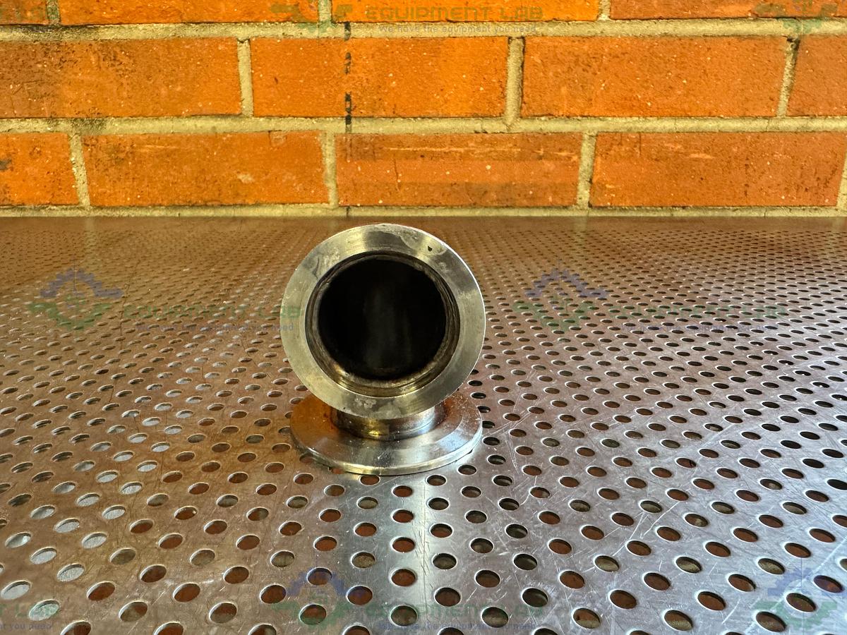 Used Stainless Steel 90 Degree KF 50 to KF 40 Elbow Nipple Vacuum Fitting