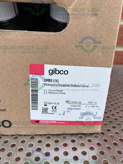 Used Box of 6 - Gibco 14190-136 Dulbecco's Phosphate Buffered Saline No Mg, No Ca