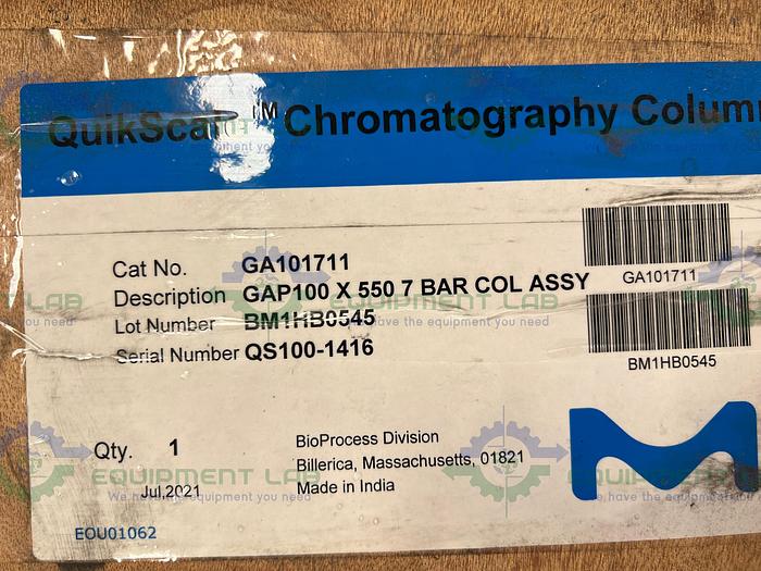 Used *New* Millipore QuikScale  100/550 Chromatography Column 4 Liter  Cat # GA101711
