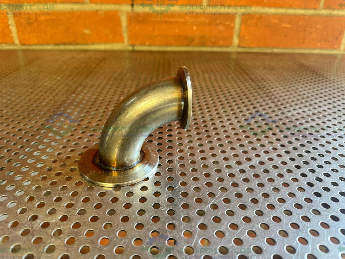 Used Stainless Steel 90 Degree KF 50 to KF 40 Elbow Nipple Vacuum Fitting