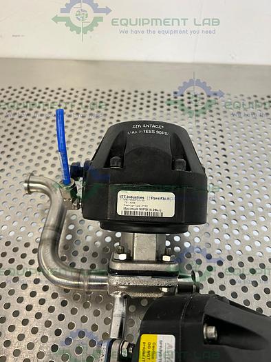 Used 2 ITT Pure-Flo A208 Diaphragm Valves 90PSI w/ 3/4" and 1/2" Sanitary Fittings