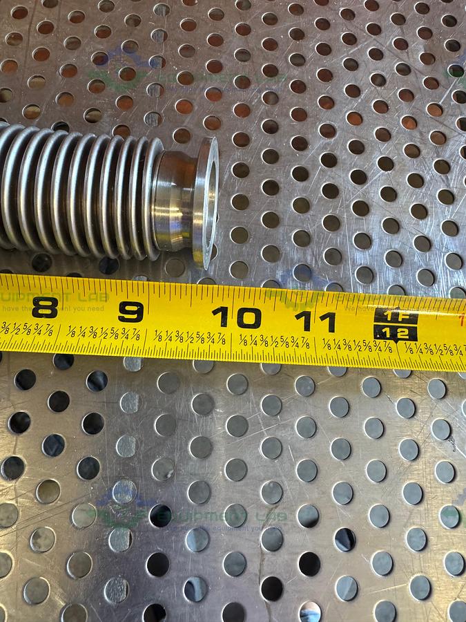 Used Stainless Steel Bellows Flexible Vacuum Hose 10" w/ KF 25 Fitting
