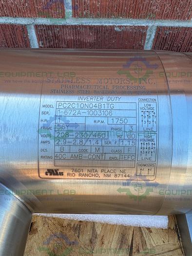 Stainless Motors PC2C10N04B1TG Stainless Steel 1 HP Washdown Duty Motor