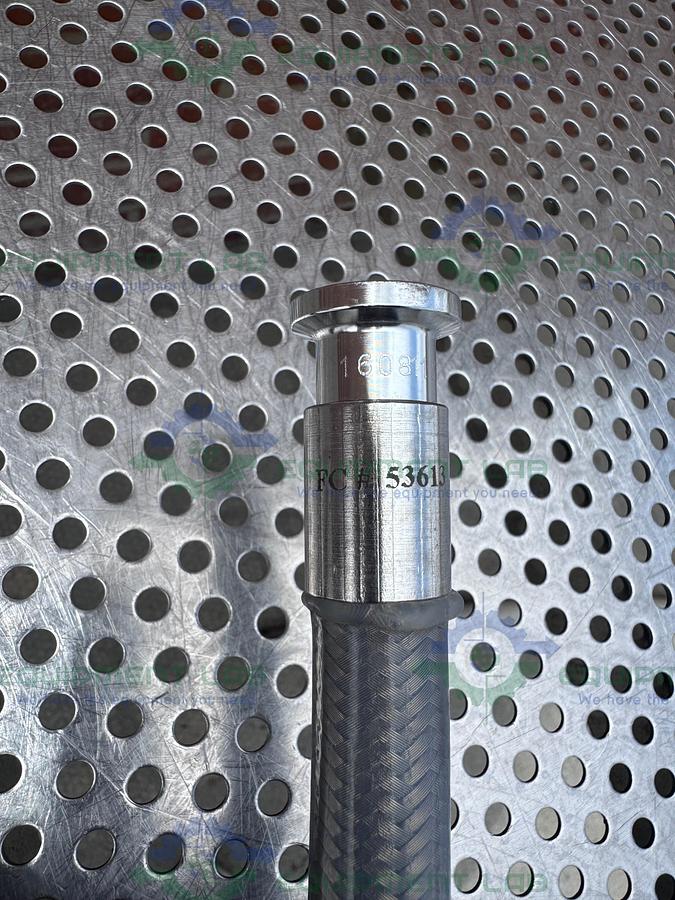 Used Sani-Tech West 84" Stainless Steel Flexible Braided Hose 1/2" Sanitary Fitting