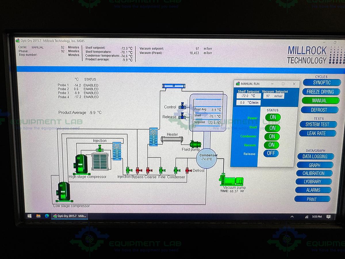Used Millrock Magnum MG85B11 Freeze Dryer Lyophilizer w/ 11 Shelves MFG 2021