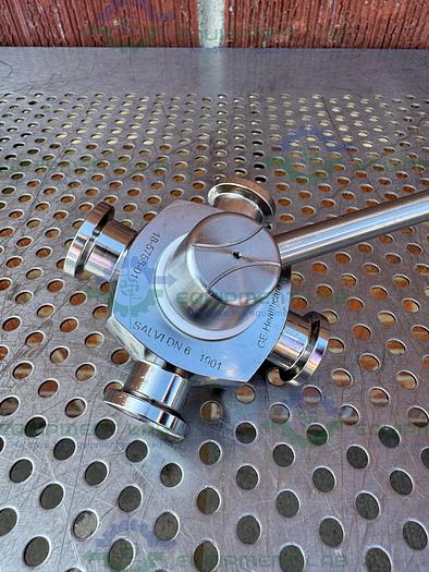 Used GE Healthcare Salvi DN6 1001 4-way 316 Valve 18-5758-01 w/ 1.2" Sanitary Fitting