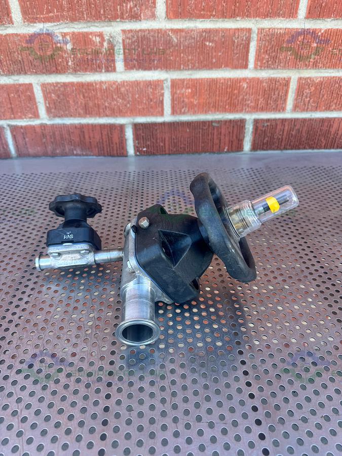 Used 2- ITT Pure Flo  RA25MAX Diaphragm Valve w/ 1 1/2" to 3/4" Sanitary Fitting