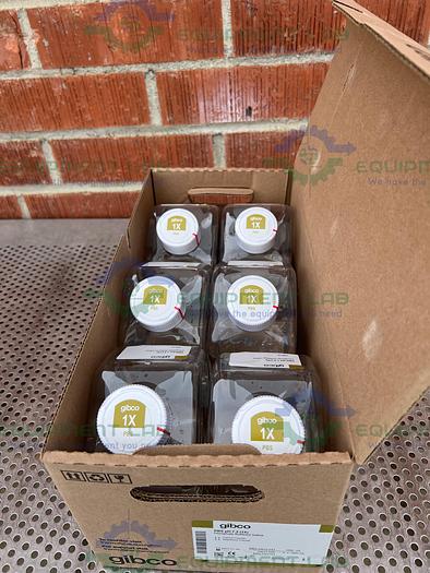 Used Box of 6 - Gibco  20012-043  Phosphate Buffered Saline PBS, pH 7.2, 1000 mL