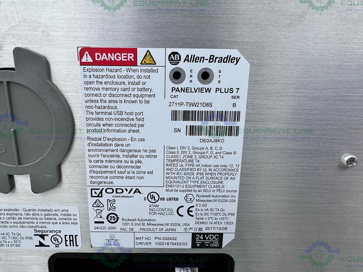 Used Allen Bradley 2711P PanelView Plus 7 Series B Graphic Terminal
