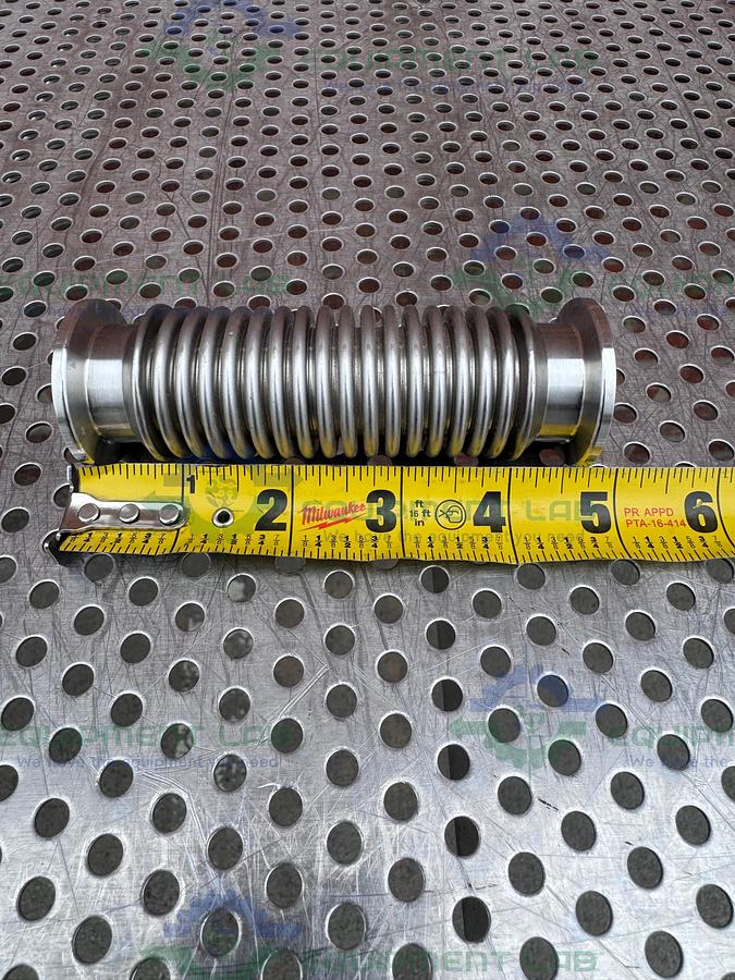 Used Stainless Steel Bellows Flexible Vacuum Hose 5" w/ KF25 Fitting