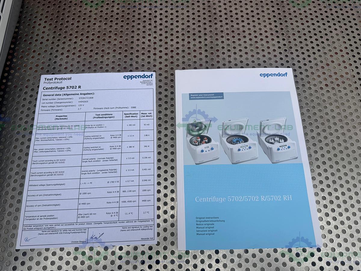 Eppendorf 5702R Refrigerated Centrifuge w/ Swing Bucket Rotor and Accessories