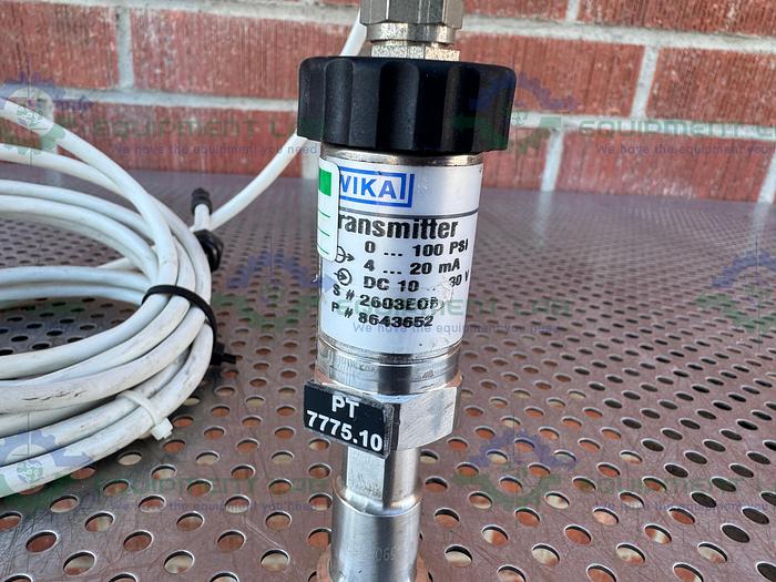Used Wika S-10 Stainless Steel Pressure Transmitter 0-100 PSI, 4-20 mA, 10-30 V