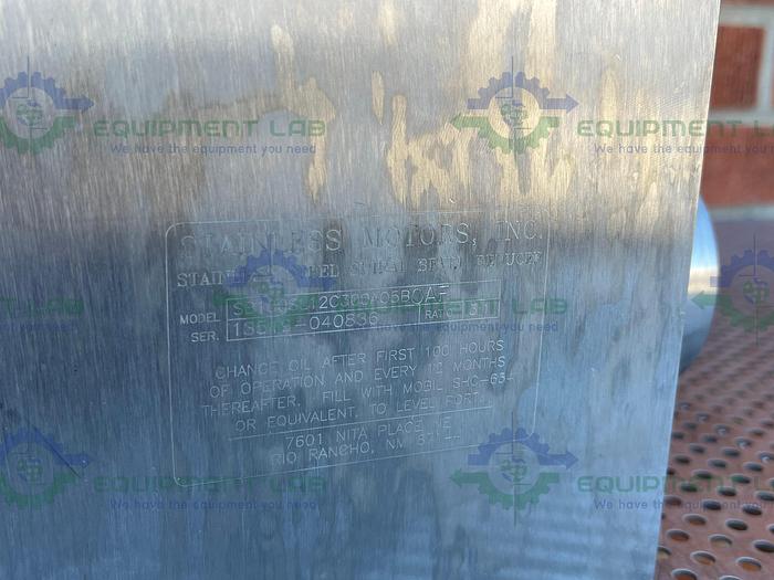 Used Stainless Motors  PG2G14N04B1TG3 Washdown Duty Motor w/ Spiral Bevel Reducer 3PH