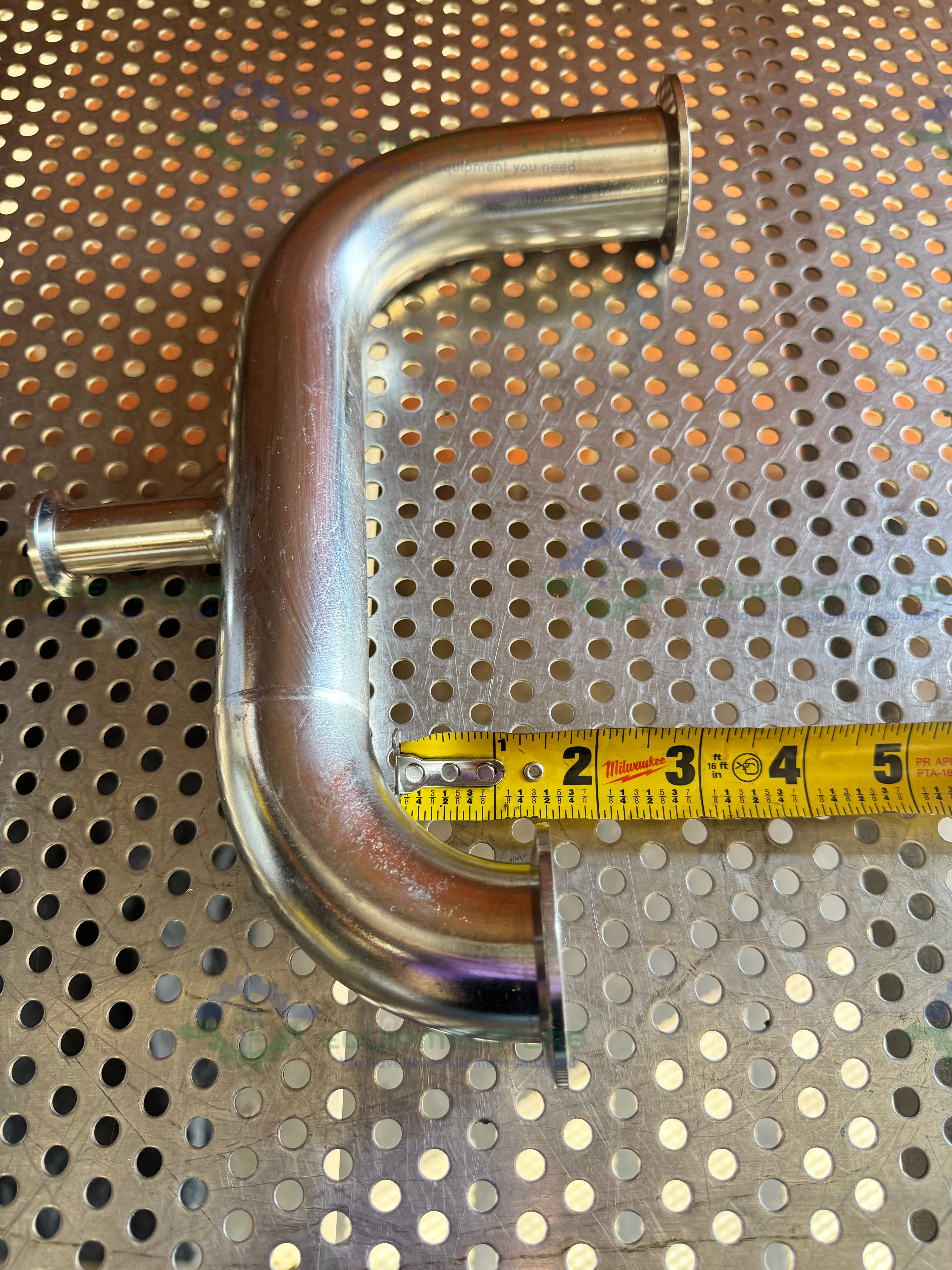 Used Stainless Steel U-Bend 3 Way Process Pipe w/ KF 40 to KF 16/10