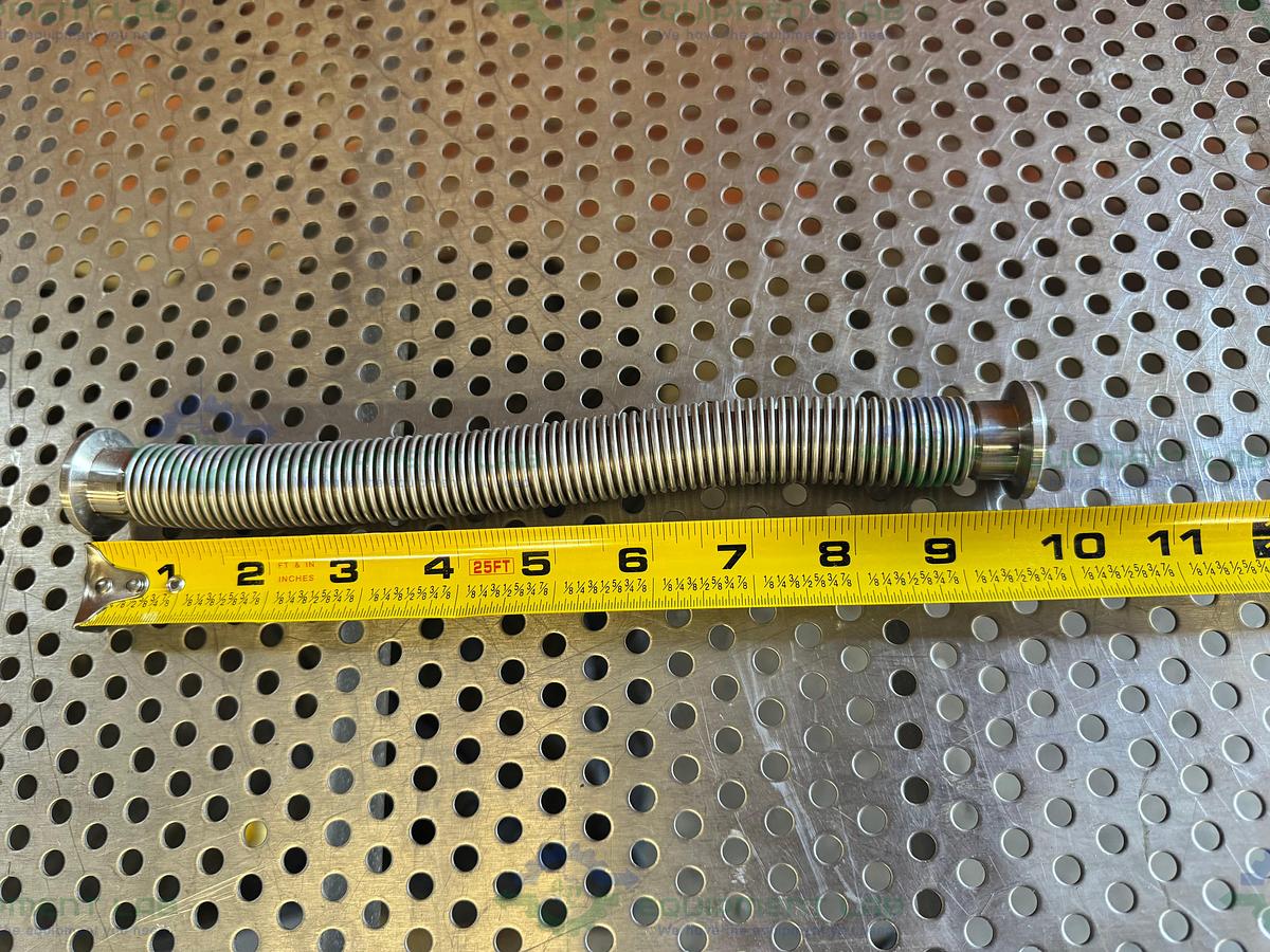 Used Stainless Steel Bellows Flexible Vacuum Hose 10" w/ KF 16/10 Fitting